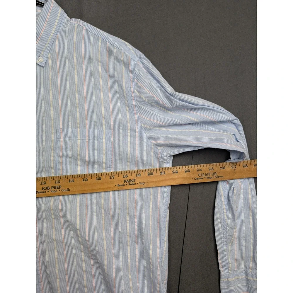 J.Crew Mens Large Light Blue White Striped‎ Long Sleeve Button Down Shirt L
